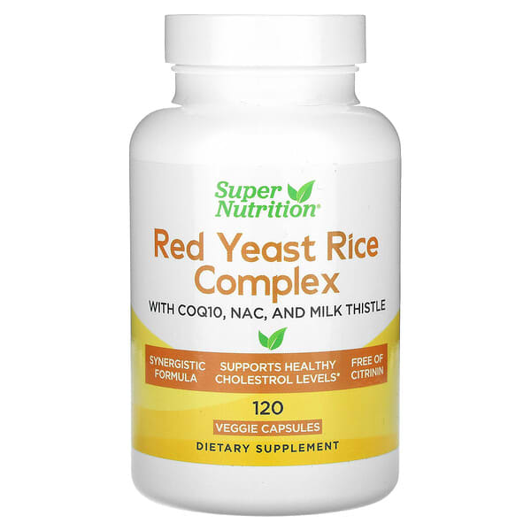 Super Nutrition, Red Yeast Rice Complex with Organic Red Yeast Rice, N-Acetyl Cysteine, Coenzyme Q10
