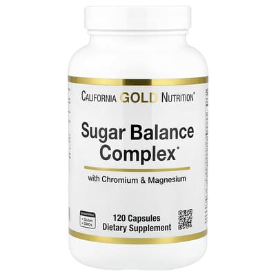 California Gold Nutrition, Sugar Balance Complex with Chromium, Gymnema Sylvestre, Ginkgo Biloba and Milk Thistle, 120 Capsules