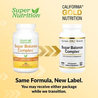 Super Nutrition, Sugar Balance Complex med krom, Gymnema sylvestre, Gingko Biloba og Melketistel, 120 Veggie kapsler