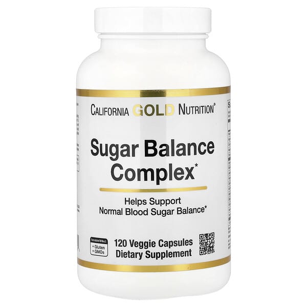 California Gold Nutrition, Sugar Balance Complex with Chromium, Gymnema Sylvestre, Gingko Biloba and Milk Thistle, 120 Veggie Capsules — product photo 1