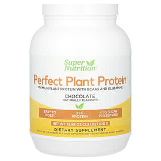 Super Nutrition, Proteína de origen vegetal perfecta, Chocolate, 1020 g (2,2 lb)