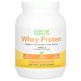 Super Nutrition, Poudre de protéines de lactosérum ultra filtrée, Sans OGM, Sans somatotropine bovine recombinée, Vanille, 908 g