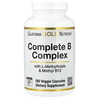 California Gold Nutrition, Complex B complet cu L-metilfolat și metilcobalamină B12, 180 de capsule vegetale