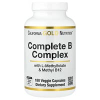 California Gold Nutrition, Complete B Complex with L-Methyl folate and Methylcobalamin B12, 180 Veggie Capsules