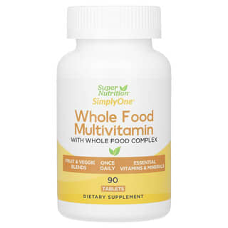 Super Nutrition, SimplyOne, Suplemento multivitamínico con alimentos integrales, 90 comprimidos