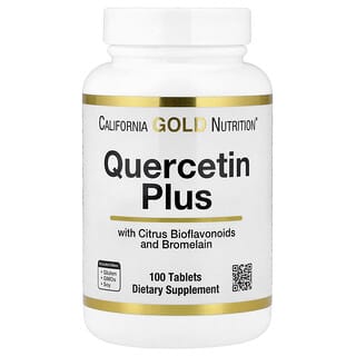 California Gold Nutrition, Quercetin Plus с кверцетином, витамином C, цитрусовыми биофлавоноидами, бромелаином и куркумой, 100 таблеток