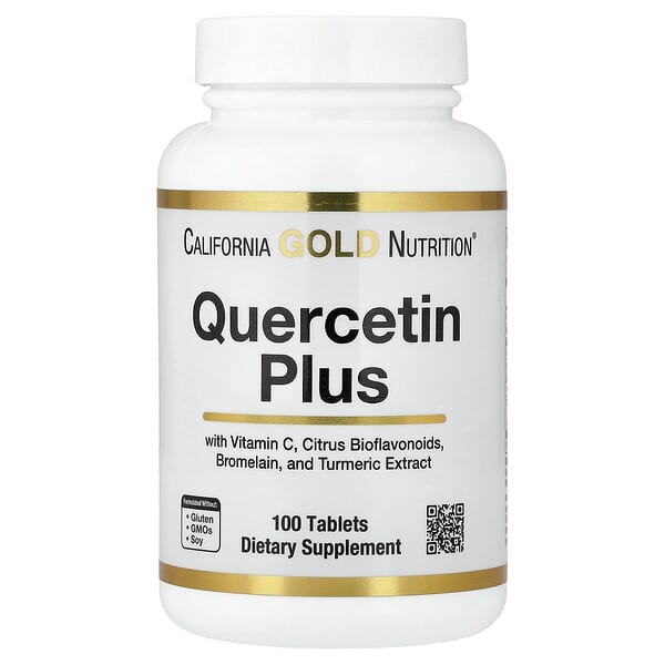 California Gold Nutrition, Quercetin Plus s kvercetinem, vitamínem C, citrusovými bioflavonoidy, bromelainem a kurkumou, 100 tablet