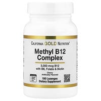 California Gold Nutrition, Methyl B12 Complex with Folate, Biotin and Vitamin B6, Cherry, 100 Lozenges