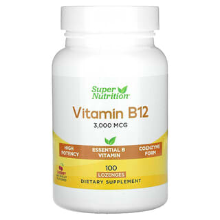 Super Nutrition, Vitamina B12, Sabor Cereja, 3.000 mcg, 100 Pastilhas