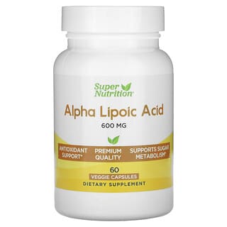 Super Nutrition, Kwas liponowy, 600 mg, 60 kapsułek roślinnych