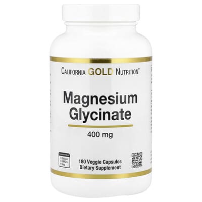 California Gold Nutrition, Magnesium Glycinate, 180 Vegetarian Capsules (133 mg per capsule)