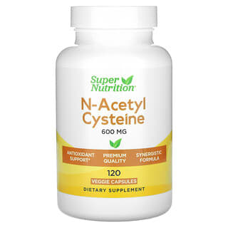 Super Nutrition, N-ацетилцистеин, 600 мг, 120 растительных капсул