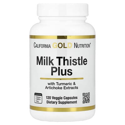 California Gold Nutrition, Milk Thistle+, with Turmeric Extract and Artichoke Extract, 120 Vegetarian Capsules