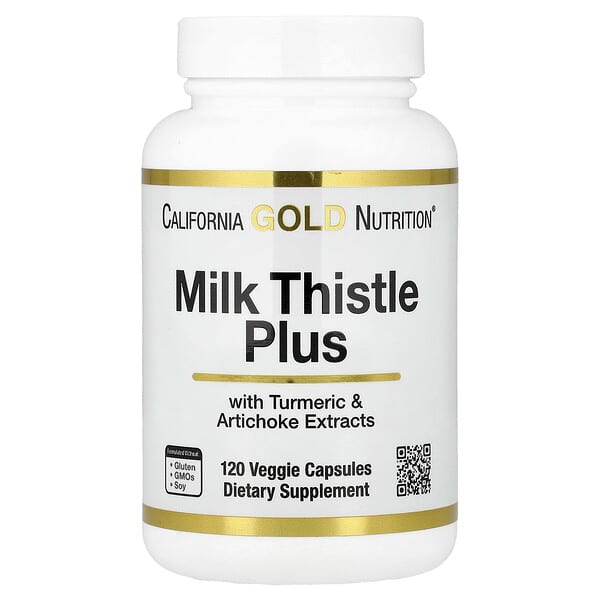 California Gold Nutrition, 水飛薊 +，含薑黃提取物和洋薊提取物，120 粒素食膠囊