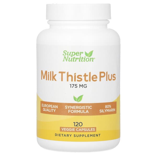 Super Nutrition Milk Thistle Plus with Turmeric Extract and Artichoke Extract, 175 mg, 120 Veggie Capsules