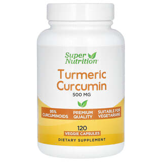Super Nutrition, Turmeric Curcumin, Kurkuma-Kurkumin, 500 mg, 120 pflanzliche Kapseln