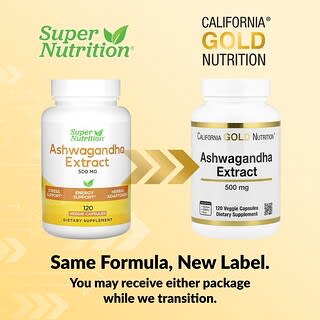 California Gold Nutrition, Ашваганда, 500 мг, 120 растительных капсул