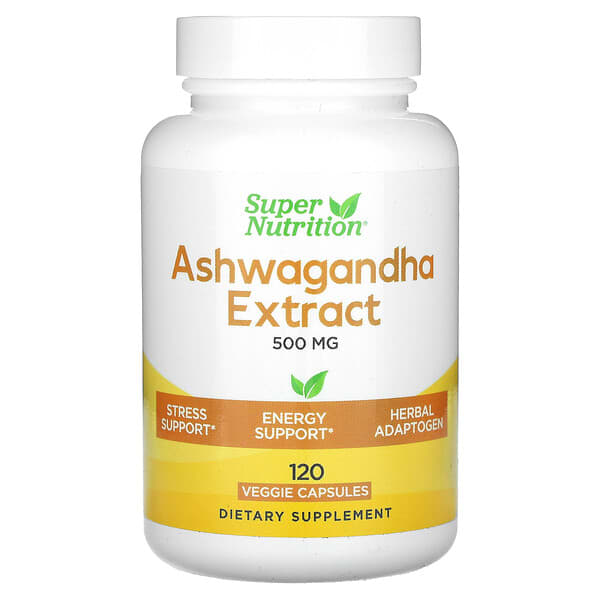 Super Nutrition, Ashwagandha, 500 mg, 120 Veggie Capsules