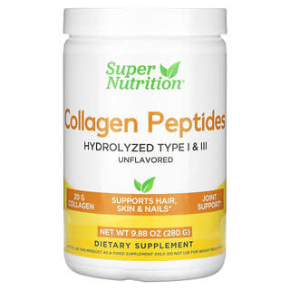 Super Nutrition, пептиды коллагена, без добавок, 280 г (9,88 унции)
