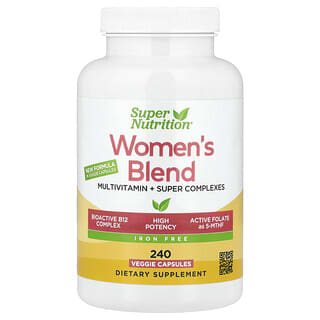 Super Nutrition, 女性用マルチビタミン、スーパーバランス植物成分配合、鉄分フリー、ベジカプセル240粒