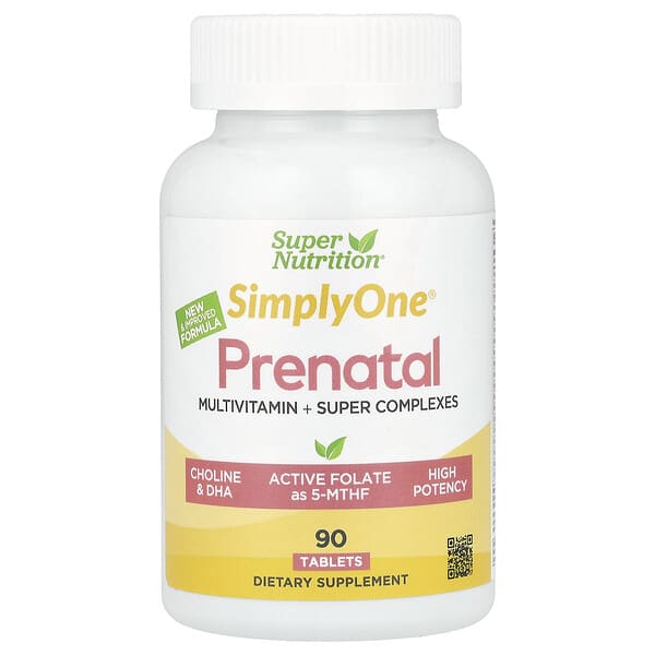 Super Nutrition Simply One®, Prenatal Multivitamin with Super Greens, Spices, Vitamin A, and Folate, 90 Tablets