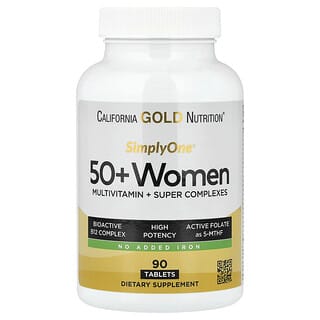 California Gold Nutrition, SimplyOne®, 50세 이상 여성용 종합비타민 + 슈퍼 복합체, 비타민A, 비타민C, 미네랄, 식물 성분 함유, 철분 무함유, 90정