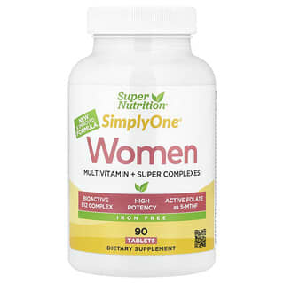 Super Nutrition, Simply One®, Women's Multivitamin with Super Complexes, Iron Free, 90 Tablets