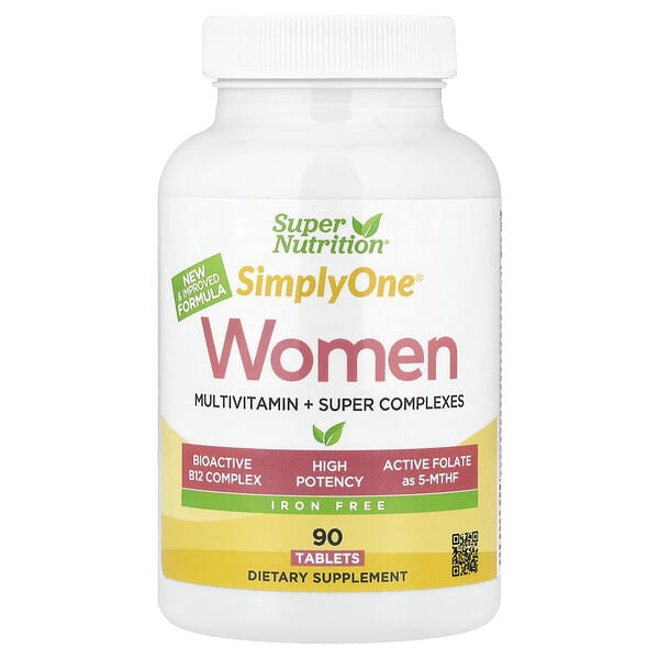Super Nutrition Simply One®, Women's Multivitamin with Super Complexes, Iron Free, 90 Tablets
