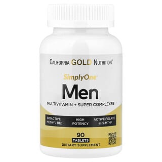 California Gold Nutrition, SimplyOne®, 남성용 종합비타민 + 슈퍼 복합체, 비타민C + 슈퍼 아답토젠 복합체, 90정