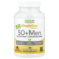 Super Nutrition, Дъвчащи таблетки SimplyOne® за мъже над 50 години с мултивитамини и поддържащи билки, вкус на горски плодове, 90 дъвчащи таблетки