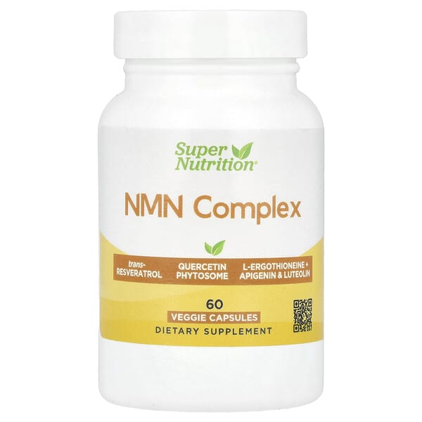 Super Nutrition, NMN(ニコチンアミドモノヌクレオチド)コンプレックス、トランスレスベラトロール ケルセチンフィトソームコンプレックス アピゲニン ルテオリン配合、ベジカプセル60粒