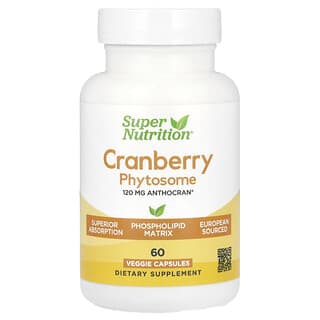 Super Nutrition, Клюква с фитосомами Anthocran®, 120 мг, 60 растительных капсул