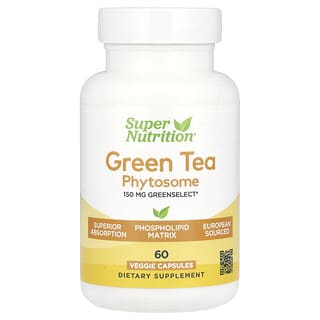 Super Nutrition, Green Tea Phytosome, Fitosoma de té verde,150 mg, 60 cápsulas vegetales