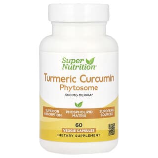 Super Nutrition, Turmeric Curcumin Phytosome Meriva®, 500 mg, 60 Cápsulas Vegetais
