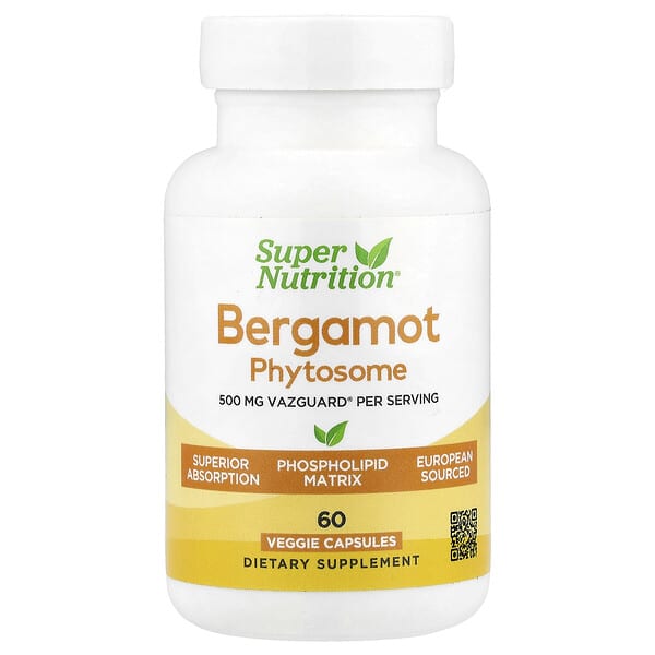 Super Nutrition Bergamot Phytosome with Citrus Bergamot Extract, 500 mg, 60 Veggie Capsules