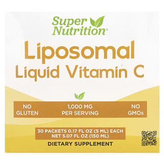 Super Nutrition, Liposomal Liquid Vitamin C, Unflavored, 1,000 mg, 30 Packets, 0.17 fl oz (5 ml) Each