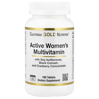 California Gold Nutrition, Active Women's Multivitamin with Black Cohosh, Soy Isoflavones, and Cranberry Concentrate, 180 Tablets