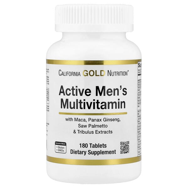 Active Men's Multivitamin with Panax Ginseng Extract, Maca, Saw Palmetto, and Tribulus, 180 Tablets