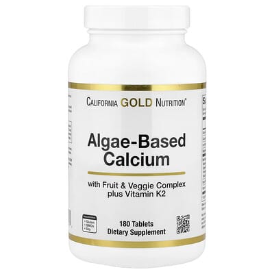 California Gold Nutrition, Algae-Based Calcium with Calcium, Vitamin D3, and Magnesium, Organic Strawberry, Raspberry, and Blueberry Flavors, 180 Tablets