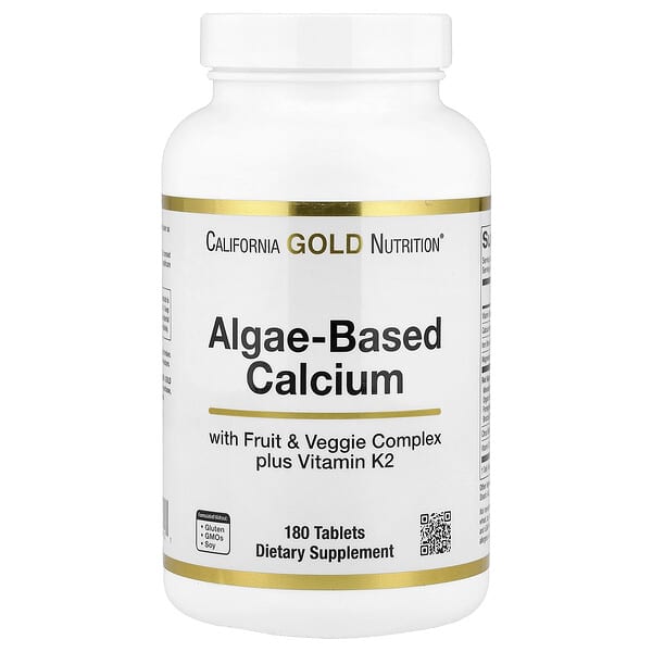 Algae-Based Calcium with Calcium, Vitamin D3, and Magnesium, Organic Strawberry, Raspberry, and Blueberry, 180 Tablets