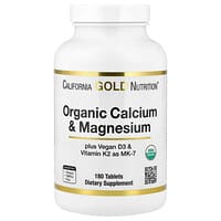California Gold Nutrition, Органический кальций и магний плюс витамины D3 и K2, 180 таблеток