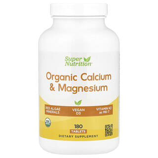 Super Nutrition, Organic Calcium & Magnesium, 180 Tablets