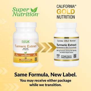 Super Nutrition, Turmeric Extract with 95% Curcuminoids, and BioPerine® Black Pepper Extract, 60 Veggie Capsules