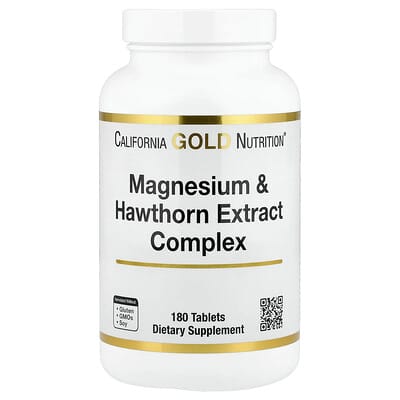 California Gold Nutrition, Magnesium and Hawthorn Extract Complex with Taurine, Coleus Forskohlii Extract, and Hops, 180 Tablets