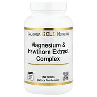California Gold Nutrition, 鎂和山楂提取物複合物，含牛磺酸、毛喉鞘蕊花提取物和啤酒花，180 片