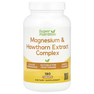 Super Nutrition, Complejo de magnesio y extracto de espino, 180 comprimidos