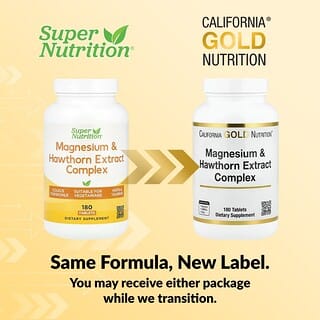 Super Nutrition, комплекс із магнієм і екстрактами глоду з таурином, екстрактом м’яти тропічної та хмелю, 180 таблеток