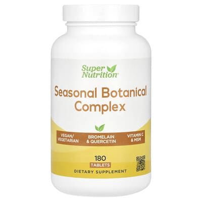 Super Nutrition, Seasonal Help Plant Complex with Quercetin, Bromelain, Vitamin C, Turmeric and Ginger, 180 Tablets