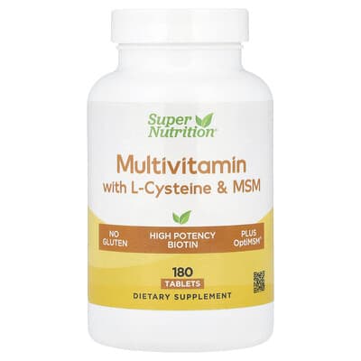 Super Nutrition, Multivitamin with L-Cysteine ​​and MSM, 180 Tablets