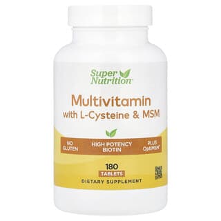 Super Nutrition, Multivitamines à la L-cystéine et au MSM, 180 comprimés